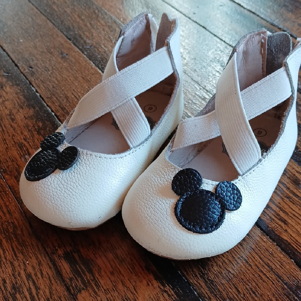 White Kids Shoes with Black Accent